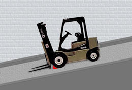 Chocking a forklift on an incline